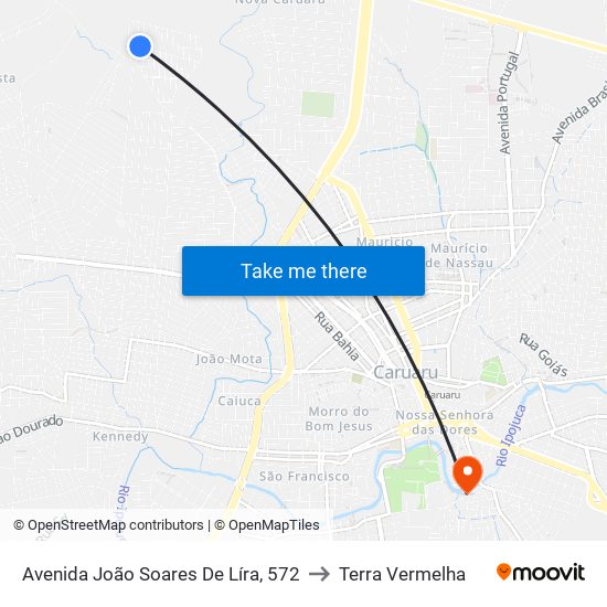 Avenida João Soares De Líra, 572 to Terra Vermelha map