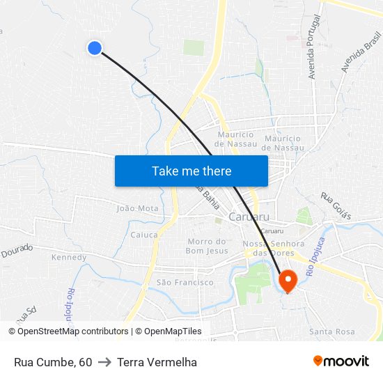 Rua Cumbe, 60 to Terra Vermelha map