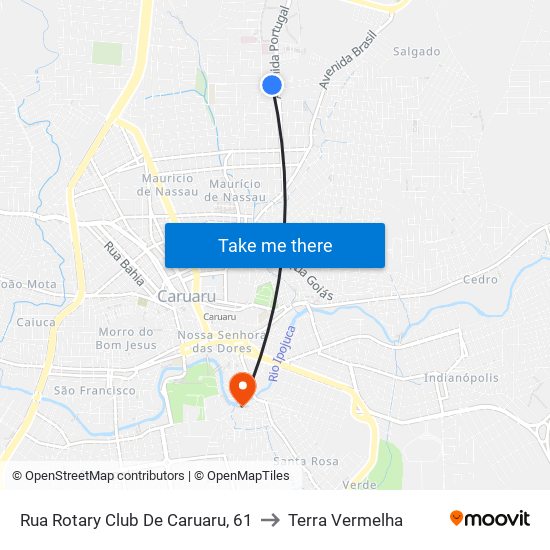 Rua Rotary Club De Caruaru, 13 | Arena Falcão to Terra Vermelha map