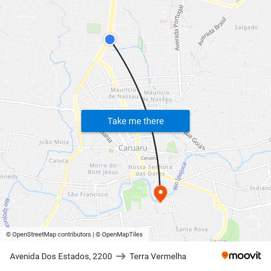 Avenida Dos Estados, 2200 to Terra Vermelha map