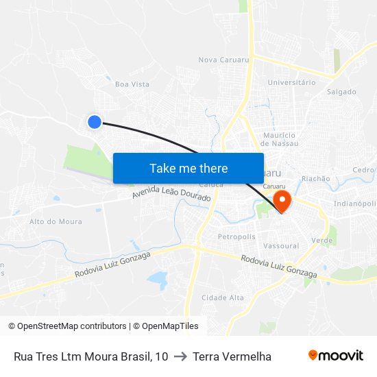 Rua Tres Ltm Moura Brasil, 10 to Terra Vermelha map