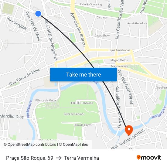 Praça São Roque, 69 to Terra Vermelha map