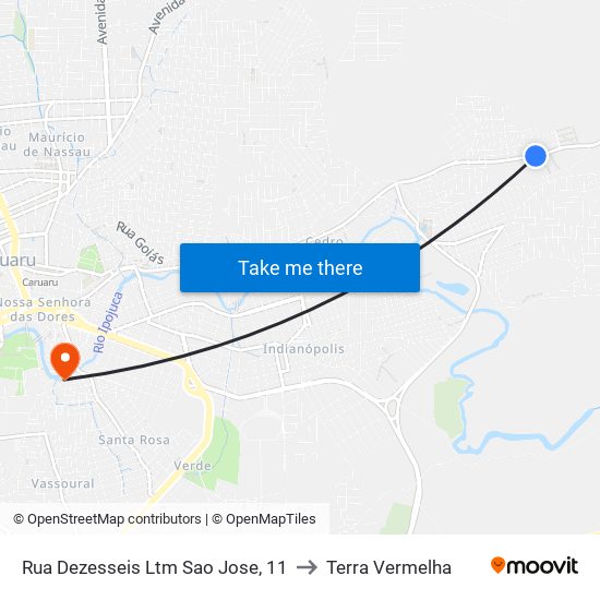 Rua Dezesseis Ltm Sao Jose, 11 to Terra Vermelha map