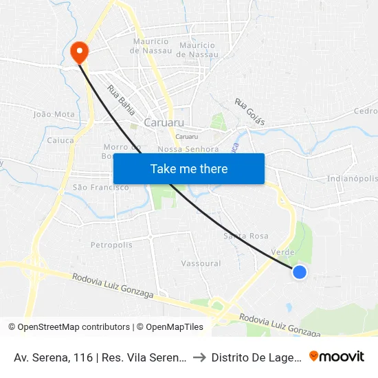 Av. Serena, 116 | Res. Vila Serena - Ala Oeste to Distrito De Lage Grande map