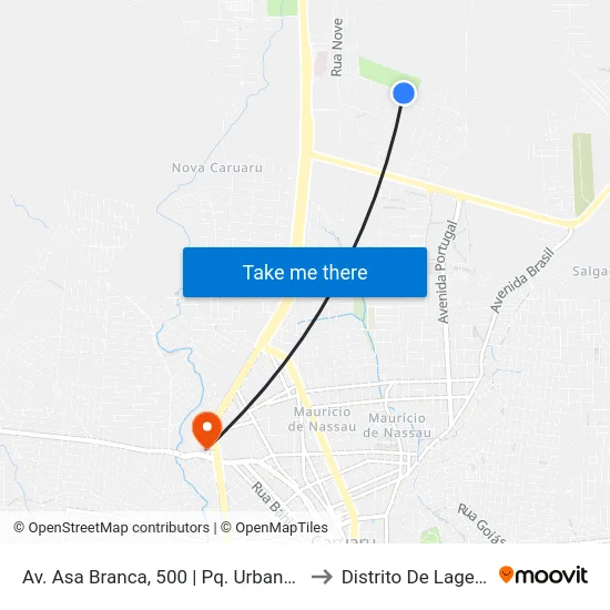 Av. Asa Branca, 500 | Pq. Urbano Das Baraun to Distrito De Lage Grande map