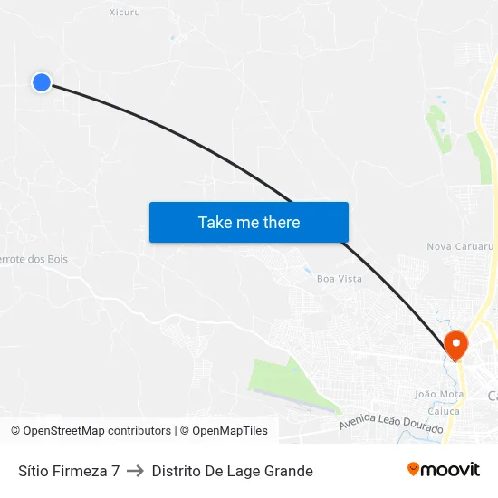 Sítio Firmeza 7 to Distrito De Lage Grande map