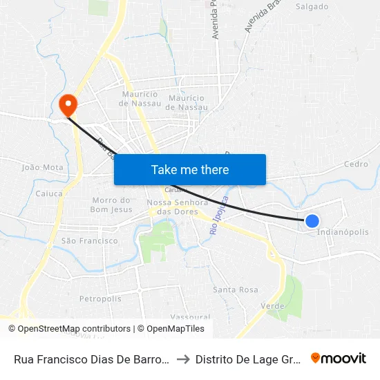 Rua Francisco Dias De Barros 18a to Distrito De Lage Grande map