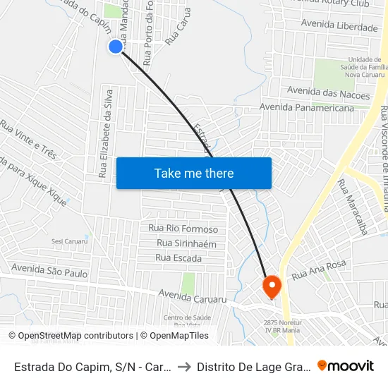 Estrada Do Capim, S/N - Caruaru to Distrito De Lage Grande map