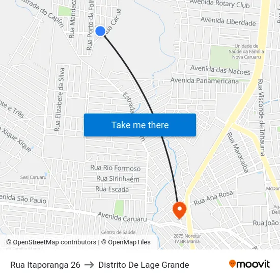 Rua Itaporanga 26 to Distrito De Lage Grande map