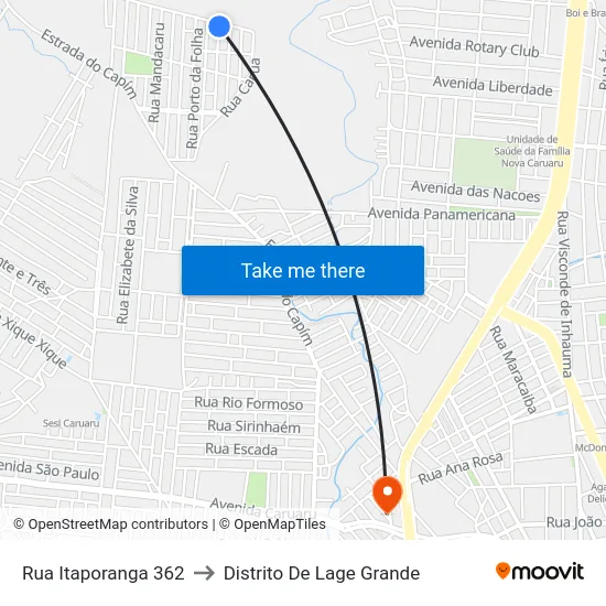 Rua Itaporanga 362 to Distrito De Lage Grande map