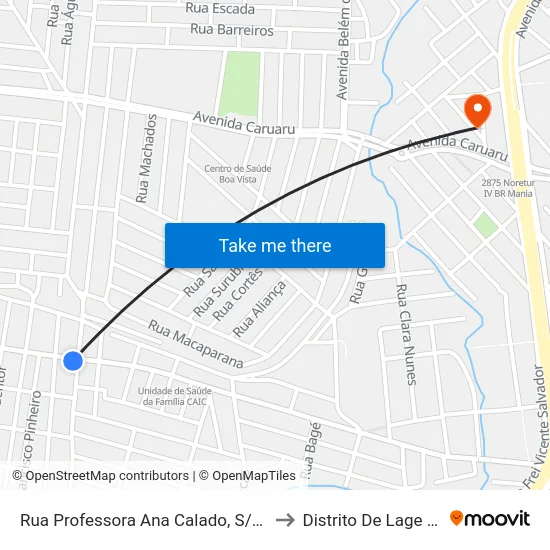 Rua Professora Ana Calado, S/N - Caruaru to Distrito De Lage Grande map