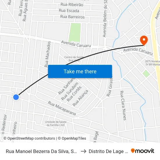 Rua Manoel Bezerra Da Silva, S/N - Caruaru to Distrito De Lage Grande map