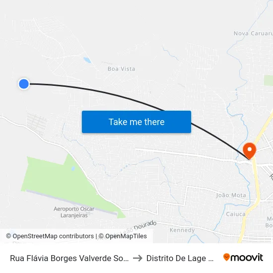 Rua Flávia Borges Valverde Sotero 258 to Distrito De Lage Grande map