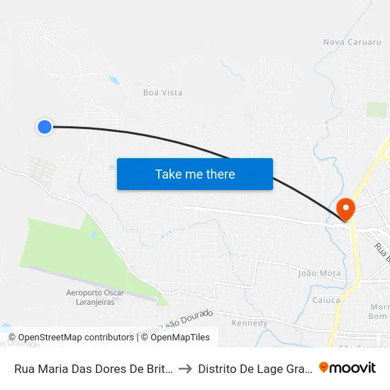 Rua Maria Das Dores De Brito 65 to Distrito De Lage Grande map