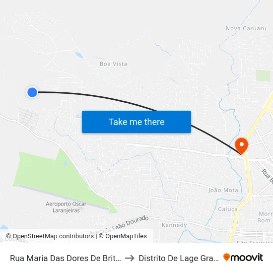 Rua Maria Das Dores De Brito 65 to Distrito De Lage Grande map