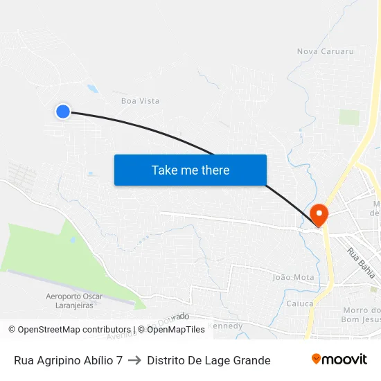 Rua Agripino Abílio 7 to Distrito De Lage Grande map