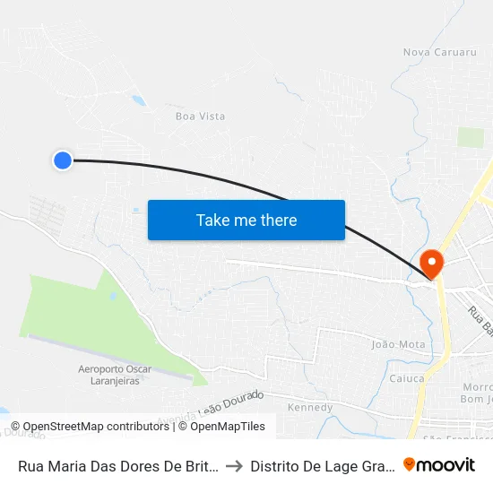 Rua Maria Das Dores De Brito 11 to Distrito De Lage Grande map