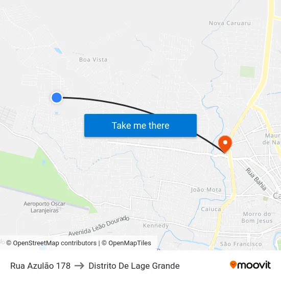 Rua Azulão 178 to Distrito De Lage Grande map