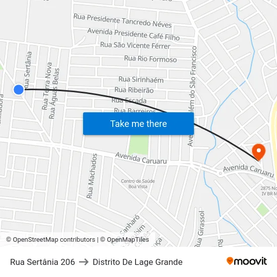 Rua Sertânia 206 to Distrito De Lage Grande map