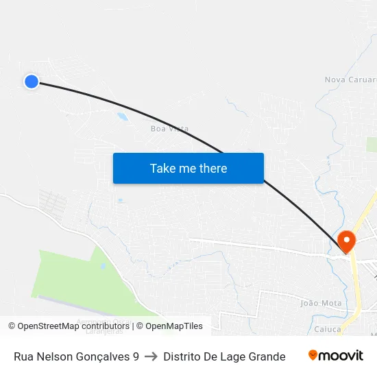 Rua Nelson Gonçalves 9 to Distrito De Lage Grande map