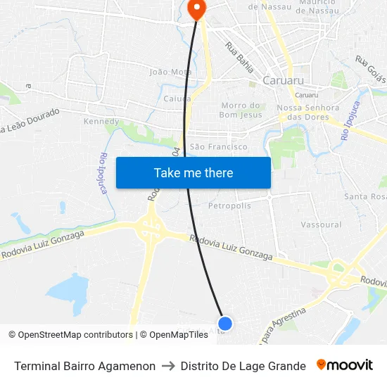 Terminal Bairro Agamenon to Distrito De Lage Grande map