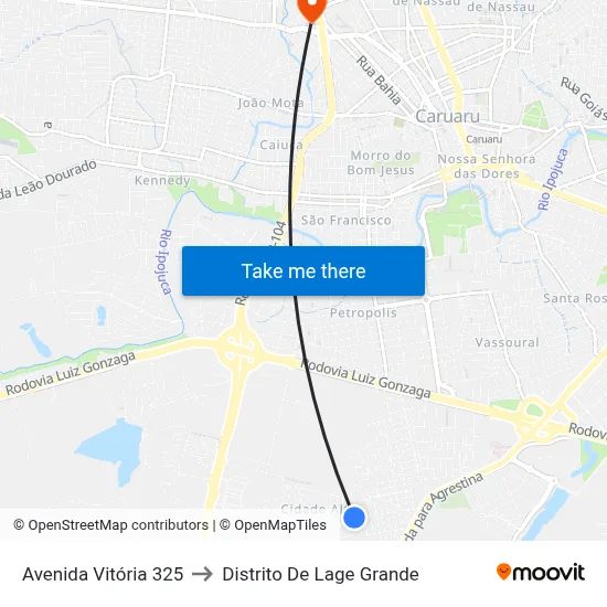 Avenida Vitória 325 to Distrito De Lage Grande map