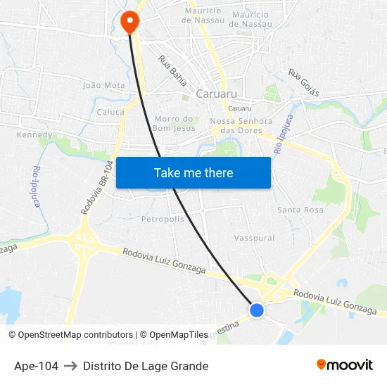 Ape-104 to Distrito De Lage Grande map