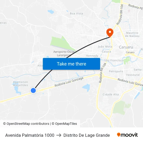 Avenida Palmatória 1000 to Distrito De Lage Grande map