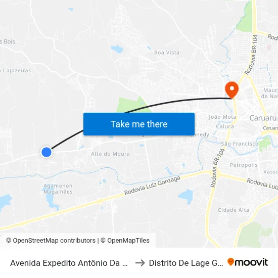 Avenida Expedito Antônio Da Silva 136 to Distrito De Lage Grande map