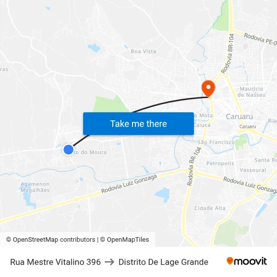 Rua Mestre Vitalino 396 to Distrito De Lage Grande map