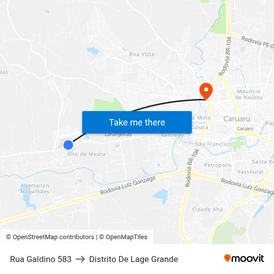 Rua Galdino 583 to Distrito De Lage Grande map