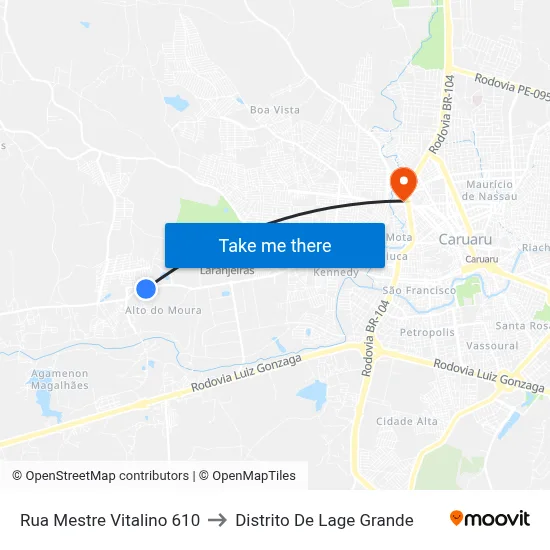 Rua Mestre Vitalino 610 to Distrito De Lage Grande map