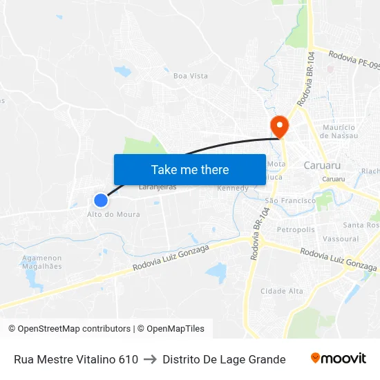 Rua Mestre Vitalino 610 to Distrito De Lage Grande map