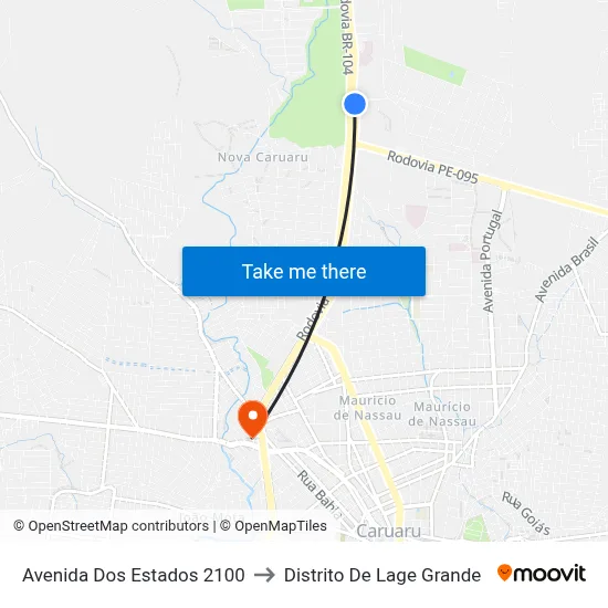 Avenida Dos Estados 2100 to Distrito De Lage Grande map