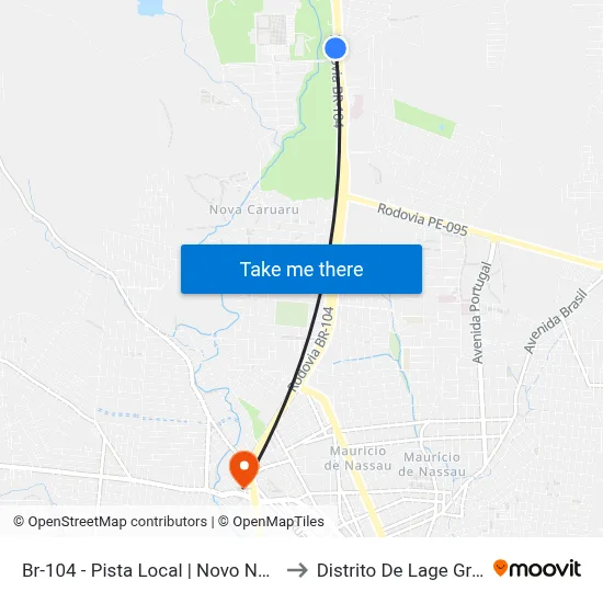 Br-104 - Pista Local | Novo Nordeste to Distrito De Lage Grande map