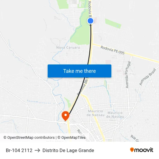 Br-104 2112 to Distrito De Lage Grande map