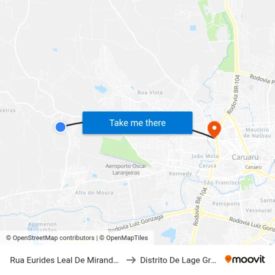 Rua Eurides Leal De Miranda 515 to Distrito De Lage Grande map
