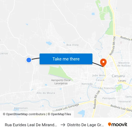 Rua Eurides Leal De Miranda 373 to Distrito De Lage Grande map