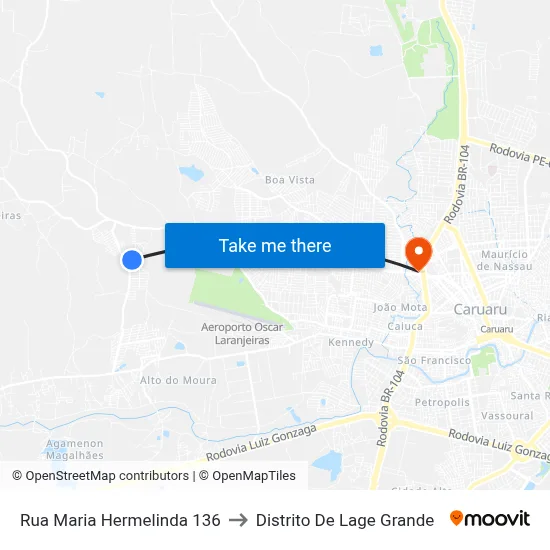 Rua Maria Hermelinda 136 to Distrito De Lage Grande map