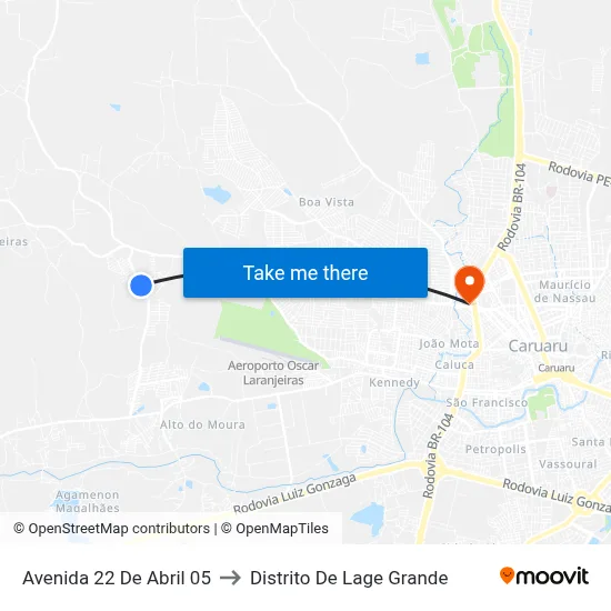 Avenida 22 De Abril 05 to Distrito De Lage Grande map