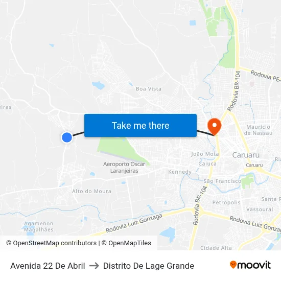 Avenida 22 De Abril to Distrito De Lage Grande map