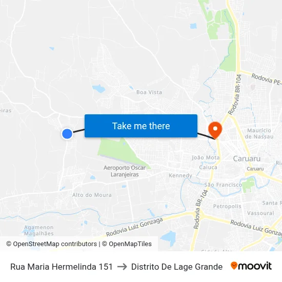 Rua Maria Hermelinda 151 to Distrito De Lage Grande map