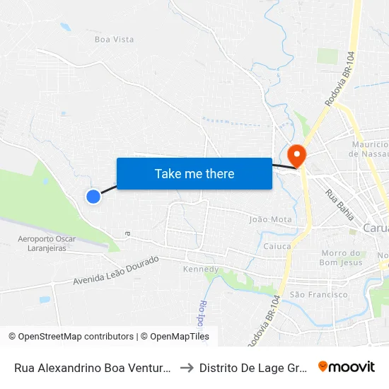 Rua Alexandrino Boa Ventura 608 to Distrito De Lage Grande map