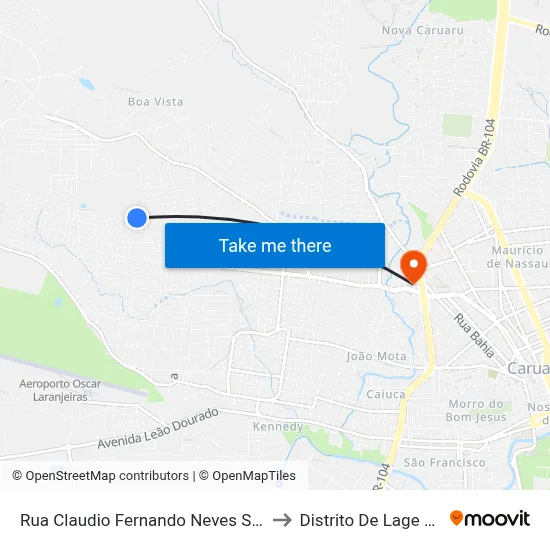 Rua Claudio Fernando Neves Soares 227 to Distrito De Lage Grande map