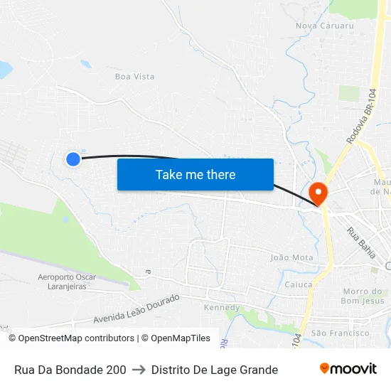 Rua Da Bondade 200 to Distrito De Lage Grande map