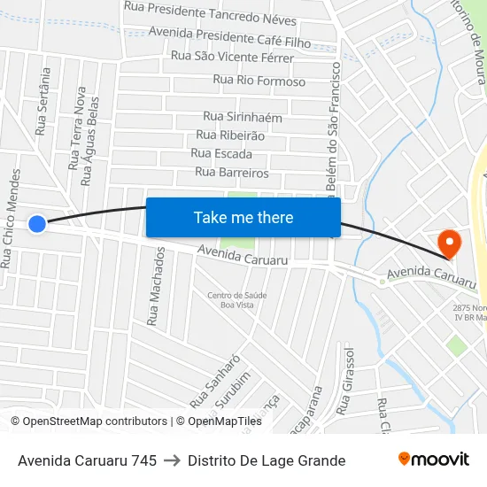 Avenida Caruaru 745 to Distrito De Lage Grande map