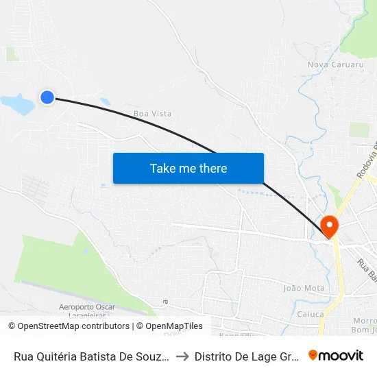 Rua Quitéria Batista De Souza 680 to Distrito De Lage Grande map