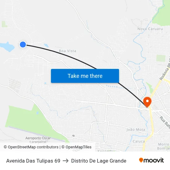 Avenida Das Tulipas 69 to Distrito De Lage Grande map