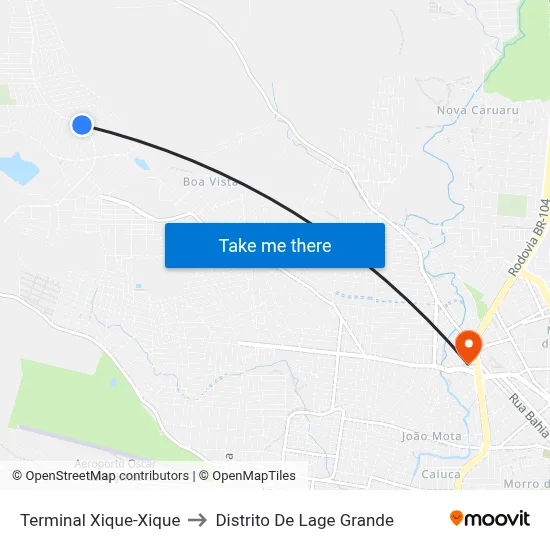 Terminal Xique-Xique to Distrito De Lage Grande map