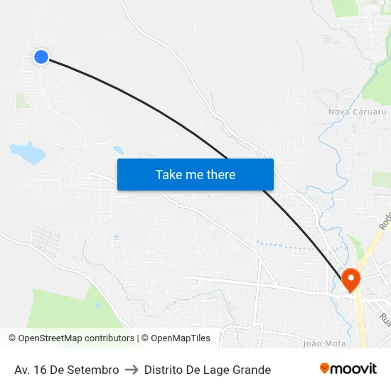 Av. 16 De Setembro to Distrito De Lage Grande map